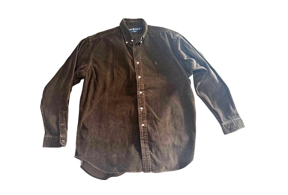 Vintage Polo Ralph Lauren Blake Shirt Mens XL Brown Corduroy Cotton 90s Relaxed